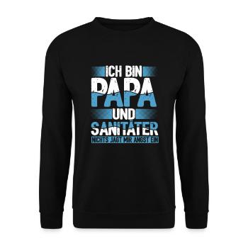 Ich Bin Papa Und Sanitäter Nichts Macht Mir Angst - Unisex Pullover - Schwarz - Vorne - Alina (178cm) & Michal (187cm)