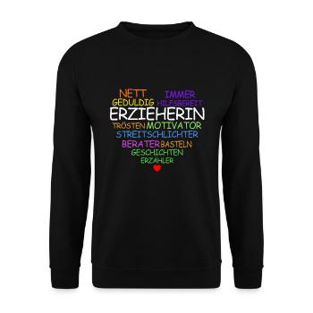 Erzieherin Kindergarten Damen Erzieher Geschenk - Unisex Pullover - Schwarz - Vorne - Alina (178cm) & Michal (187cm)