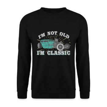 Oldtimer Auto Hotrod Grandpa disant cadeau - Sweat-shirt Unisexe - noir - Devant - Alina (178cm) & Michal (187cm)
