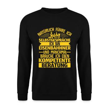 Ich Bin Eisenbahner Brauche Kompetente Beratung - Unisex Pullover - Schwarz - Vorne - Alina (178cm) & Michal (187cm)