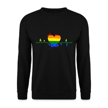 Rainbow heartbeat heart tolerance - Unisex Sweatshirt - black - Front - Alina (178cm) & Michal (187cm)