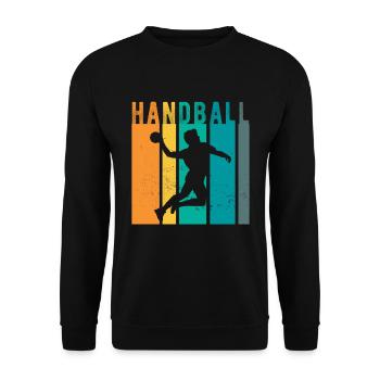 Handball Handballspieler Handballer - Retro - Unisex Pullover - Schwarz - Vorne - Alina (178cm) & Michal (187cm)