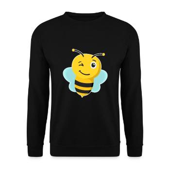 Biene, Honigbiene, Wildbiene, lustiges Bienenbild - Unisex Pullover - Schwarz - Vorne - Alina (178cm) & Michal (187cm)
