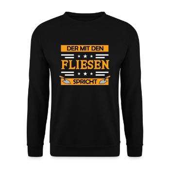 Fliesenleger Lustiges Geschenk Handwerker - Unisex Pullover - Schwarz - Vorne - Alina (178cm) & Michal (187cm)