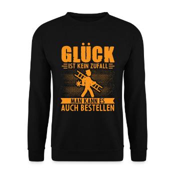 Glück Ist Kein Zufall Schornsteinfeger Glück Kamin - Unisex Pullover - Schwarz - Vorne - Alina (178cm) & Michal (187cm)