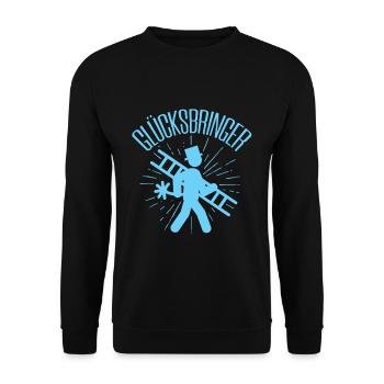 Glücksbringer Schornsteinfeger Kaminfeger Geschenk - Unisex Pullover - Schwarz - Vorne - Alina (178cm) & Michal (187cm)