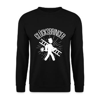 Glücksbringer Schornsteinfeger Kaminfeger Geschenk - Unisex Pullover - Schwarz - Vorne - Alina (178cm) & Michal (187cm)