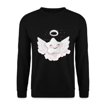 Weißer Stern mit Flügeln - Unisex Pullover - Schwarz - Vorne - Alina (178cm) & Michal (187cm)