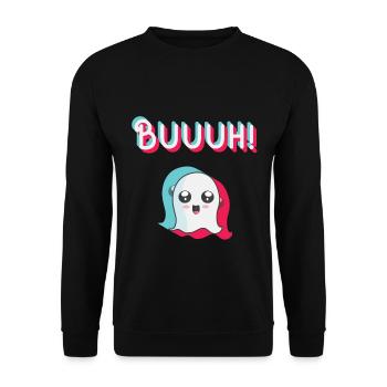 tiktok Geist, Halloween Trend - Unisex Pullover - Schwarz - Vorne - Alina (178cm) & Michal (187cm)