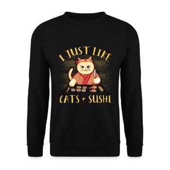 Sushi Cat Funny Cats Chaton Cadeau Sushi - Sweat-shirt Unisexe - noir - Devant - Alina (178cm) & Michal (187cm)