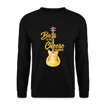 Bass ist der Käse der Musik - Unisex Pullover - Schwarz - Vorne - Alina (178cm) & Michal (187cm)