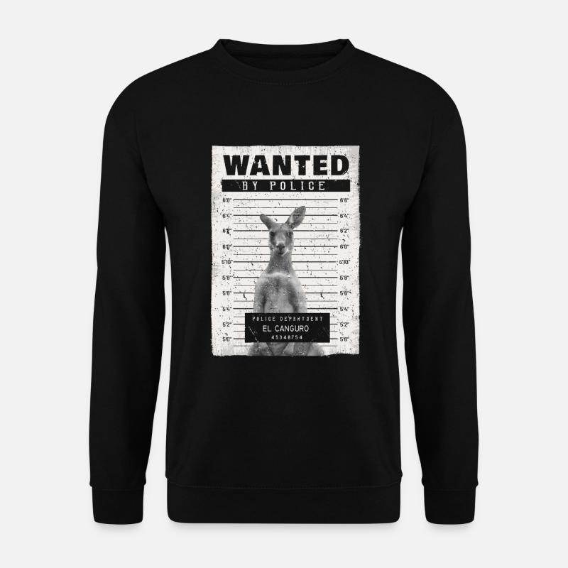 Kanguru Wanted by Police Gangster - Unisex Pullover - Schwarz