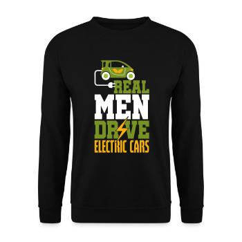 Wahr Männer fahren Elektroautos E Auto - Unisex Pullover - Schwarz - Vorne - Alina (178cm) & Michal (187cm)