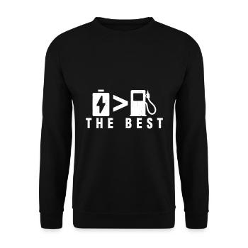 Battery is better than gasoline electric - Unisex Sweatshirt - black - Front - Alina (178cm) & Michal (187cm)
