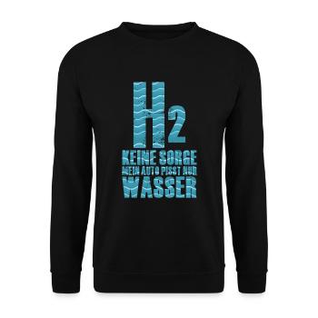 Wasserstoff H2 Hydrogen Energie - Unisex Pullover - Schwarz - Vorne - Alina (178cm) & Michal (187cm)