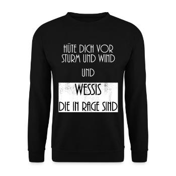 Hüte dich vor Wessis Lustiger Wessi Spruch vintage - Unisex Pullover - Schwarz - Vorne - Alina (178cm) & Michal (187cm)