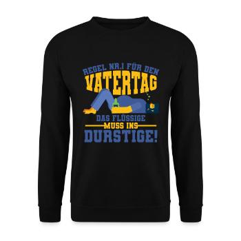 lustig Vatertag Regel Nr. 1 - Unisex Pullover - Schwarz - Vorne - Alina (178cm) & Michal (187cm)