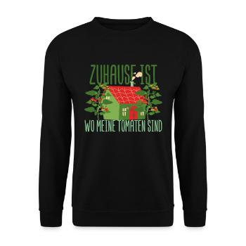 Zuhause ist wo meine Tomaten sind - Unisex Pullover - Schwarz - Vorne - Alina (178cm) & Michal (187cm)