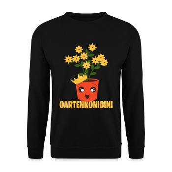 Gartenkönigin im Kleingarten - Unisex Pullover - Schwarz - Vorne - Alina (178cm) & Michal (187cm)