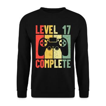 Birthday Gaming Gamer Zocker Level 17 Complete - Unisex Sweatshirt - black - Front - Alina (178cm) & Michal (187cm)