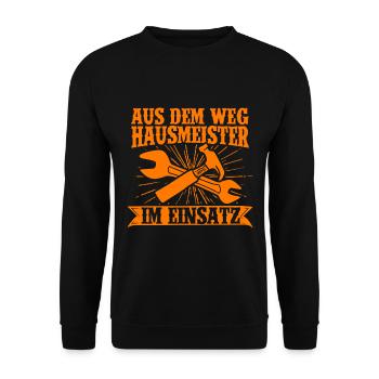 Aus Dem Weg Hausmeister Im Einsatz Hauswart - Unisex Pullover - Schwarz - Vorne - Alina (178cm) & Michal (187cm)