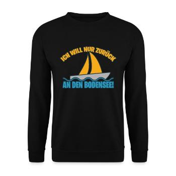 Ich möchte nur an den Bodensee - Unisex Pullover - Schwarz - Vorne - Alina (178cm) & Michal (187cm)