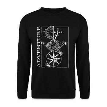 Adventure Mountains Nature Hiking Compass - Unisex Sweatshirt - black - Front - Alina (178cm) & Michal (187cm)