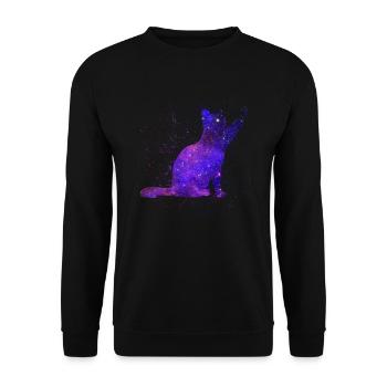 Universe Katze Sternen Kätzchen - Unisex Pullover - Schwarz - Vorne - Alina (178cm) & Michal (187cm)