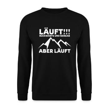 Läuft rückwärts und bergab aber läuft - Unisex Pullover - Schwarz - Vorne - Alina (178cm) & Michal (187cm)