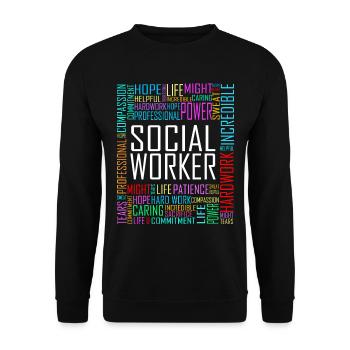 Love Social Worker Hero – Charitable Social Work - Unisex Sweatshirt - black - Front - Alina (178cm) & Michal (187cm)