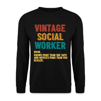 Love Social Worker Hero – Charitable Social Work - Unisex Sweatshirt - black - Front - Alina (178cm) & Michal (187cm)
