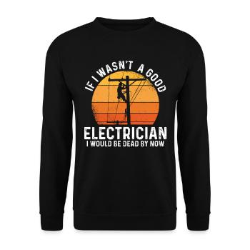 Électricien drôle Électrique Lineman Ingénieur - Sweat-shirt Unisexe - noir - Devant - Alina (178cm) & Michal (187cm)