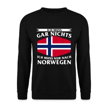 Ich Muss Gar Nichts Ich Muss Nur Nach Norwegen - Unisex Pullover - Schwarz - Vorne - Alina (178cm) & Michal (187cm)