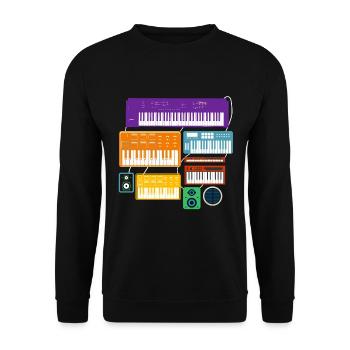 ADSR Modular Techno Festival Nerd Synthesizer - Unisex Sweatshirt - black - Front - Alina (178cm) & Michal (187cm)