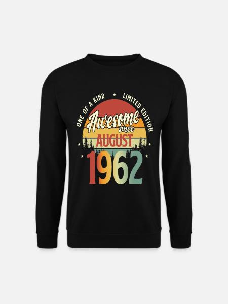 Schönes Vintage August 1962 Geburtstags Design - Unisex Pullover - Schwarz