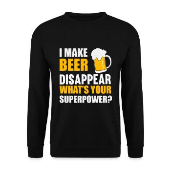 make Beer disappear whats your Superpower Beer - Unisex Sweatshirt - black - Front - Alina (178cm) & Michal (187cm)