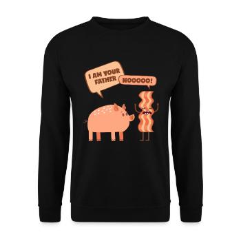 Schwein zum Bacon: Ich bin dein Vater! - Unisex Pullover - Schwarz - Vorne - Alina (178cm) & Michal (187cm)