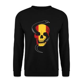 Skull with Snake and Spain Flag T Shirt - Unisex Sweatshirt - black - Front - Alina (178cm) & Michal (187cm)