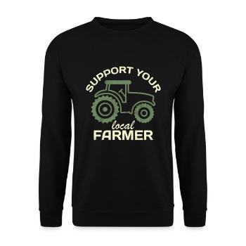 Support Your Local Farmer Bauern Landwirte - Unisex Pullover - Schwarz - Vorne - Alina (178cm) & Michal (187cm)