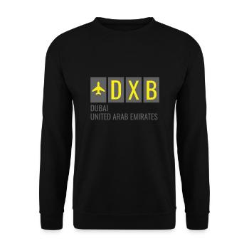 DXB Dubai United Arab Emirates Airport Code - Unisex Sweatshirt - black - Front - Alina (178cm) & Michal (187cm)