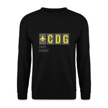 CDG Paris France Airport Code - Unisex Sweatshirt - black - Front - Alina (178cm) & Michal (187cm)