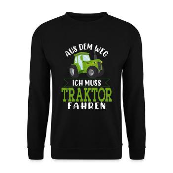 Aus dem Weg Ich muss Traktor fahren - Trekker - - Unisex Pullover - Schwarz - Vorne - Alina (178cm) & Michal (187cm)