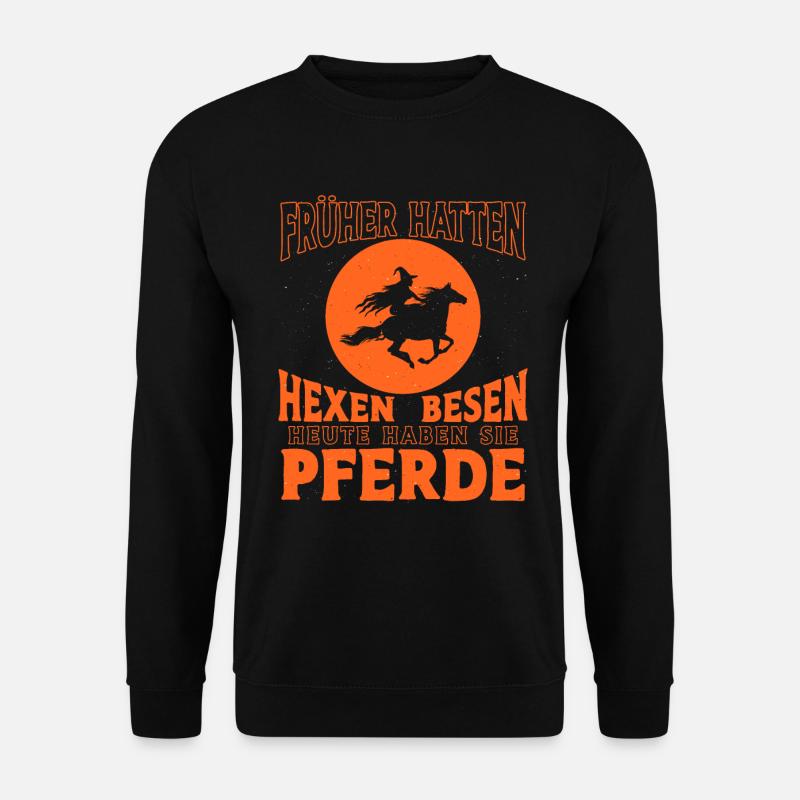 Hexe Reiterin Pferd Motiv Reiten Lustiger Pferde - Unisex Pullover - Schwarz