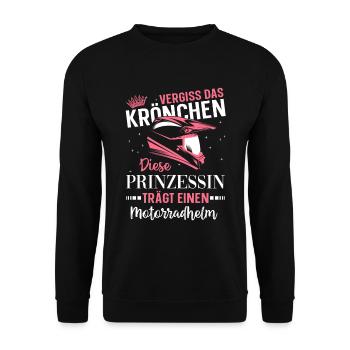 motorrad Fahrerin Motorbike Spruch Frauen Damen - Unisex Pullover - Schwarz - Vorne - Alina (178cm) & Michal (187cm)