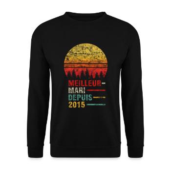 Bester Ehemann seit 2015 6 Jahre Ehe - Unisex Pullover - Schwarz - Vorne - Alina (178cm) & Michal (187cm)
