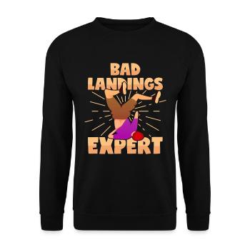 Unfall Experte Stunt Sturz Beinbruch Gefährlich - Unisex Pullover - Schwarz - Vorne - Alina (178cm) & Michal (187cm)