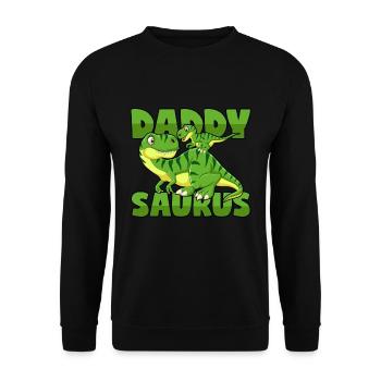 Daddysaurus Dino Vater T-Rex Papa Dinosaurier - Unisex Pullover - Schwarz - Vorne - Alina (178cm) & Michal (187cm)