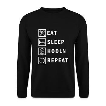 Mangez dormir Bitcoin Hodln Répétez drôles de citations BTC - Sweat-shirt Unisexe - noir - Devant - Alina (178cm) & Michal (187cm)