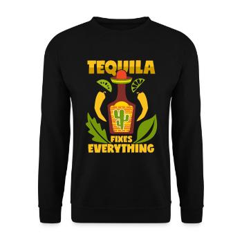 Tequila Spruch Mexiko Schnaps - Unisex Pullover - Schwarz - Vorne - Alina (178cm) & Michal (187cm)