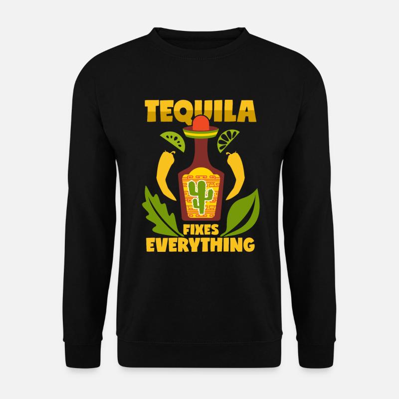 Tequila Spruch Mexiko Schnaps - Unisex Pullover - Schwarz